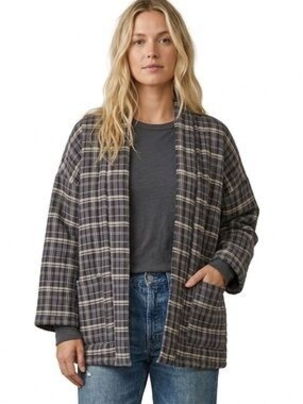 ☕️ Autres Filles Plaid Open-Front Hanten Jacket - Sz XS